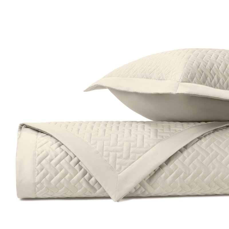 Basketweave Quilted Sateen Coverlet Set, Queen Quilt + 2 Standard Shams, Khaki Ch