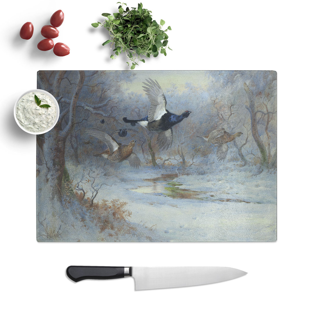 Blackcock and Grouse in Flight by Archibald Thorburn Chopping Board