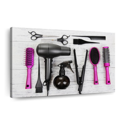 Hair Salon Fuchsia Tools Canvas Print