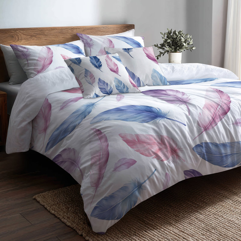 Ensemble de literie pour enfants 5 pièces - Ensemble de housse de couette et coussin décoratif Airy Feather Light, Lit simple