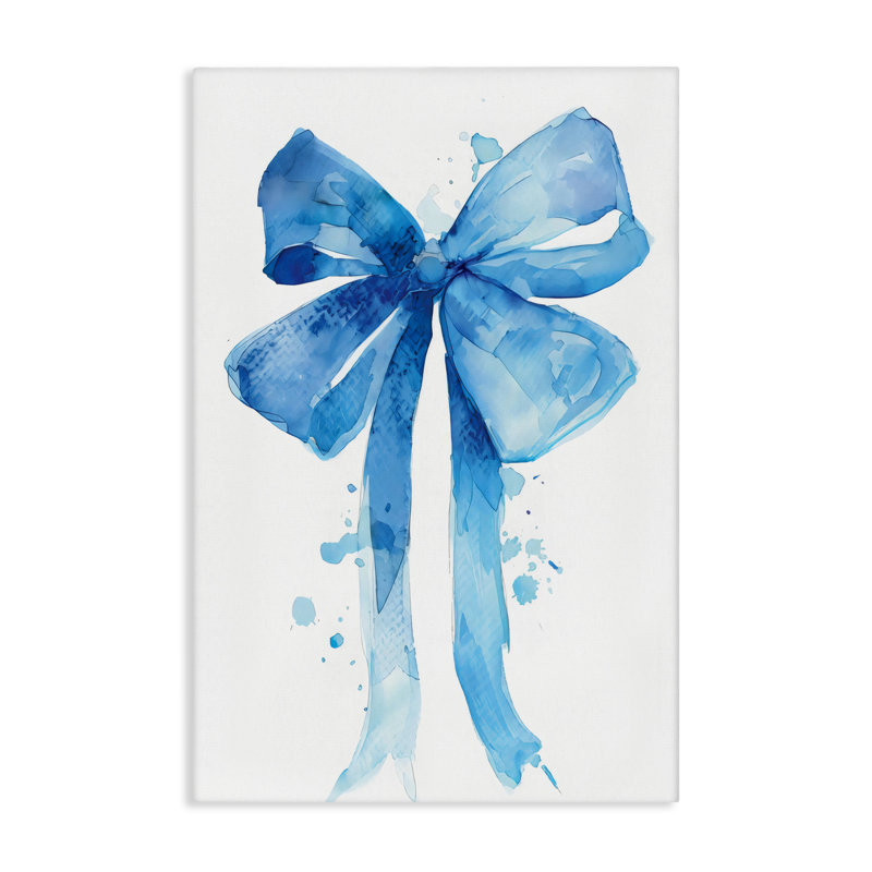 Blue Bell Bow Illustration Canvas, design by LSR Design Studio, 45" H x 30" W