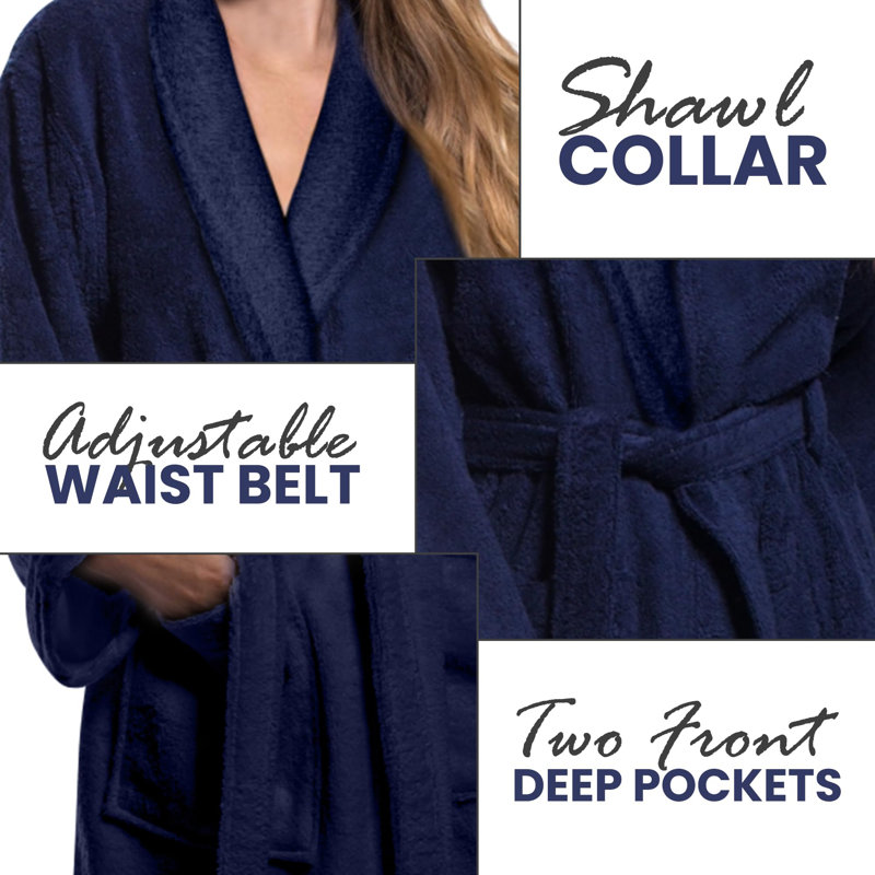 Peignoir à col châle, M / G, Bleu marine