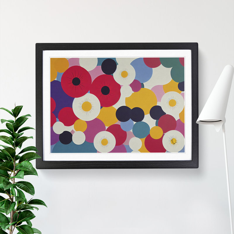 Majestic Abstract Flowers - Single Picture Frame Print, Black, 46cm H x 64cm W x 2cm D