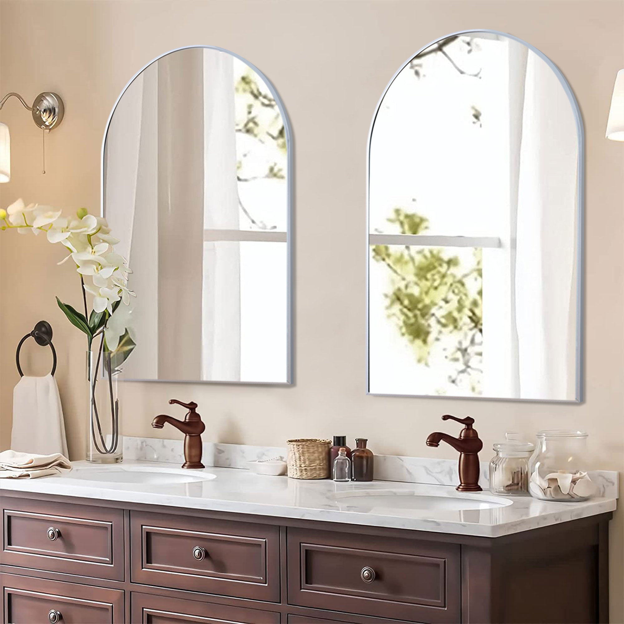Willa Arlo™ Interiors Dorothy Arch Metal Wall Mirrors Bathroom Vanity Mirrors & Reviews | Wayfair