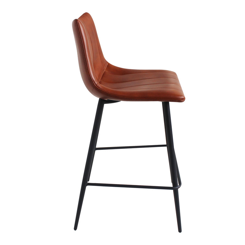 Finnigan Counter & Bar Stool, Brown/Faux Leather, Counter Stool (26" Seat Height)