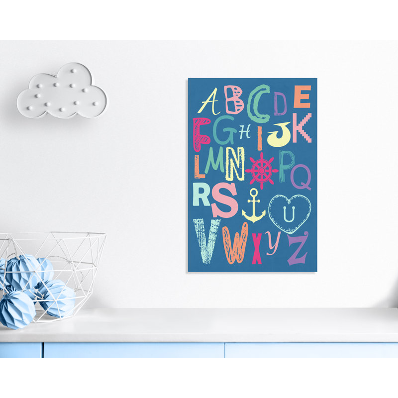 Alphabet imprimé sur papier, H 36 po x l 24 po x P 1,5 po, Canevas