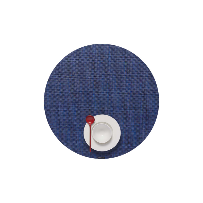 Vinyl No Pattern And Not Solid Colour Round Placemat, Black