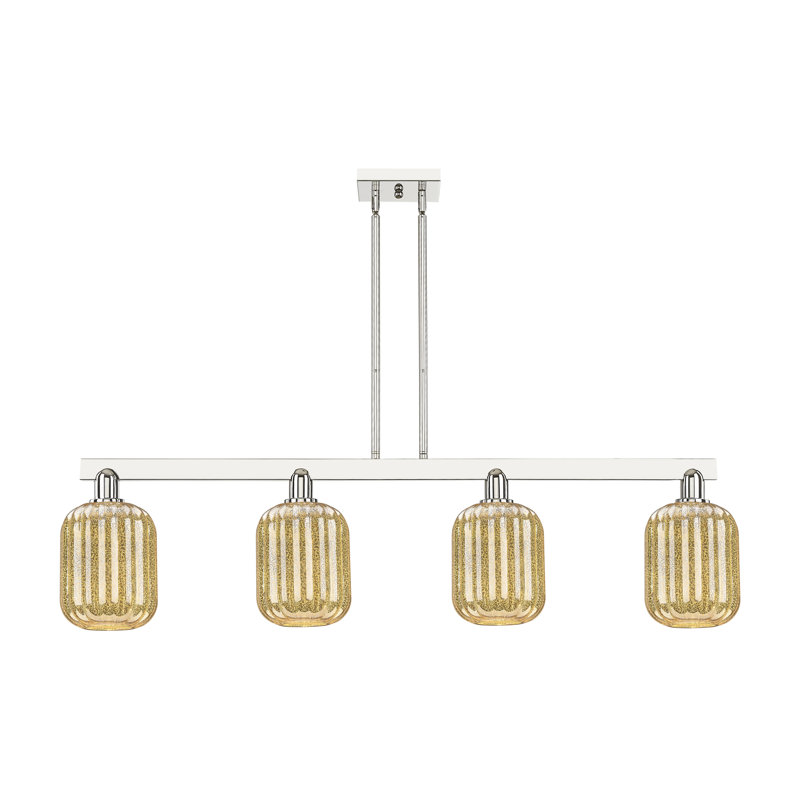 Luminaire suspendu pour îlot 4 lumières Hailsham, Mercure, Nickel poli