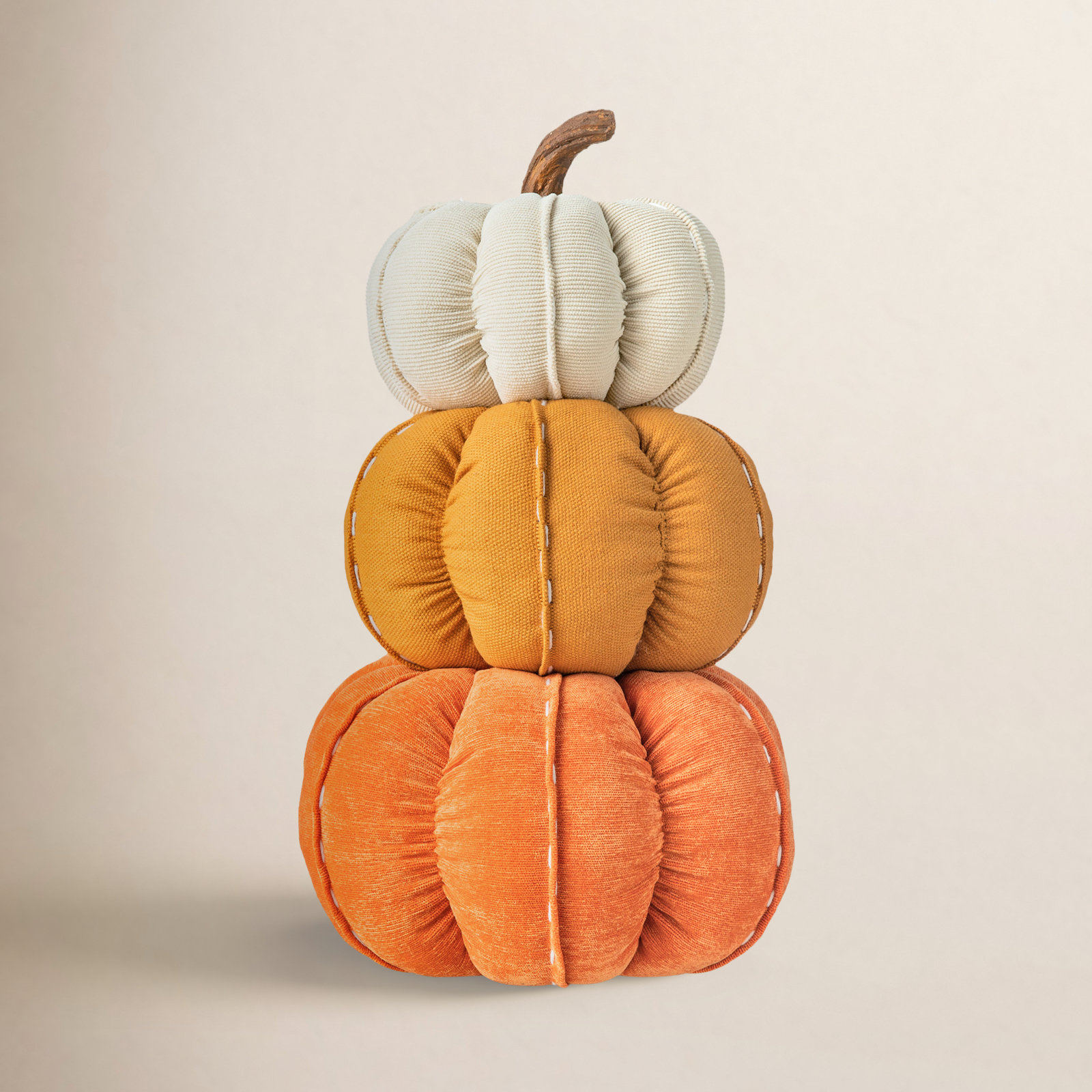 Handmade 13" H Polyester Stacked Pumpkin Accent