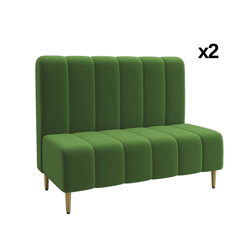 Banc rembourré en velours, Vert gazon