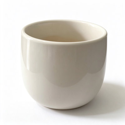 Pot à fleurs ivoire en céramique - tasse à succulence ronde brillante, 5,9 x 5,9 x 5,9 po