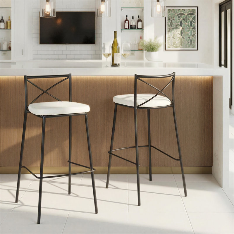 Tabourets de bar empilables 30 po Dannie, Noir, Tabouret de bar (siège d'une hauteur de 30,25 po)