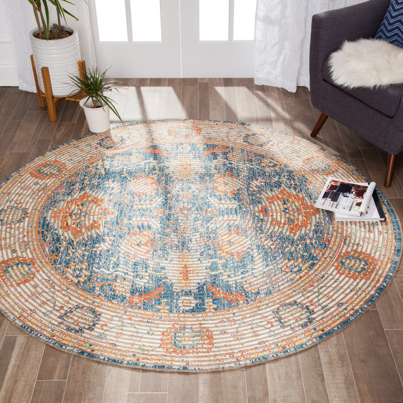 Evansville Flatweave Oriental Indoor Rug, Round 8'