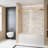 Frameless Single sliding shower door  56-60 "W x 60" H, 1/4 "(6 mm) Clear Tempered Glass, Explosion Proof Film, Stainless Steel Handle Square Tube Track ,Brushed Gold