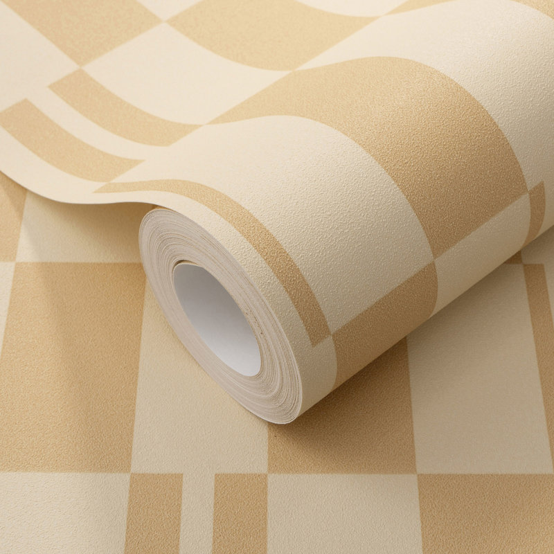 Papier peint rayé soleil, Orange
