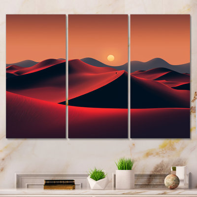 Noir et rouge, désert, lever de soleil, photo IV - désert, art mural
