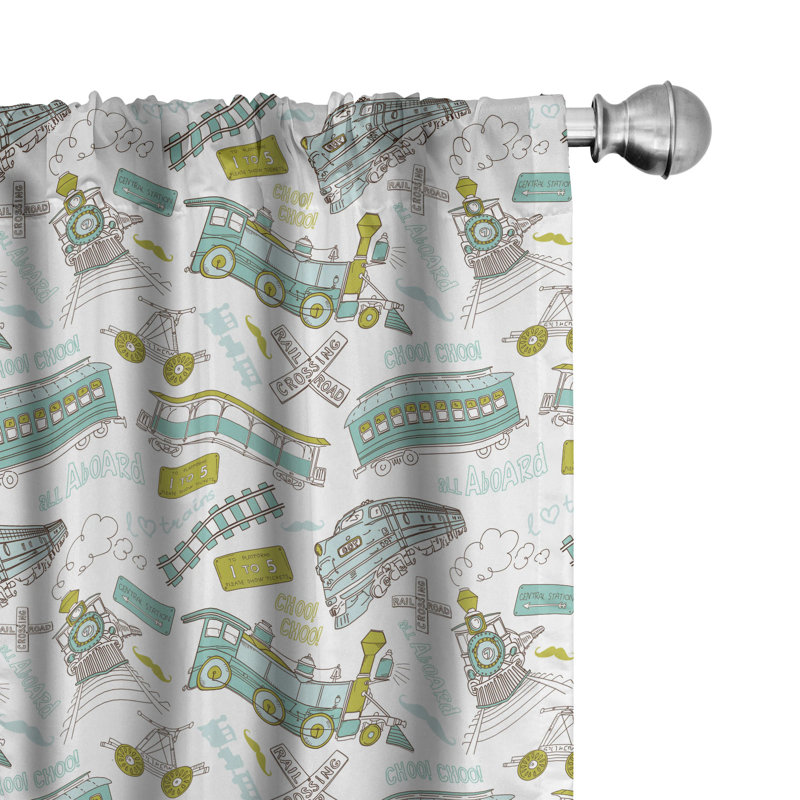 Steam Engine Semi-Sheer Rod Pocket Curtain Panels, 28" x 84"