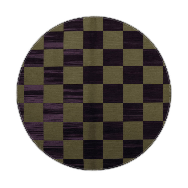 Checkered Purple Indoor and Outdoor Area Rug, Rectangle 9' x 12'