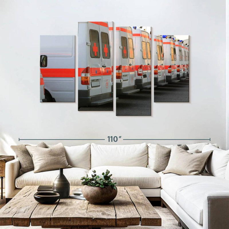 Mehar Parked Ambulances, 54'' H x 84'' W