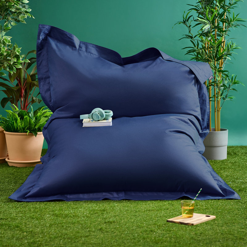 Bazaar Bag Water-Resistant XL Floor Cushion Bean Bag, Navy Blue
