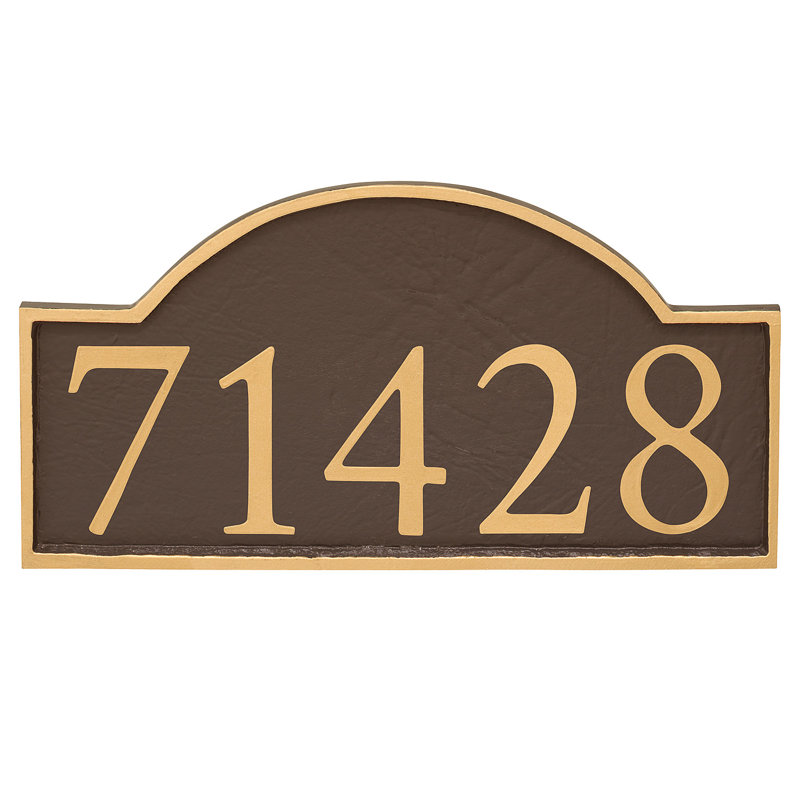Plaque d'adresse murale 1 ligne Soft Serif, Or, Cuivre