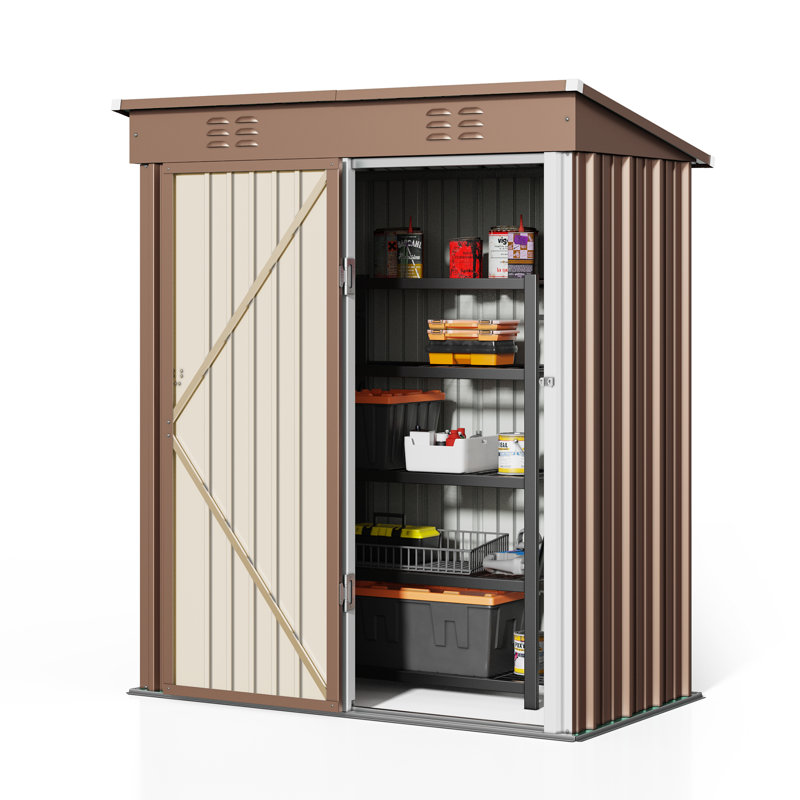 Remise de rangement verticale en métal l 5 pi x P 3 pi, Brun