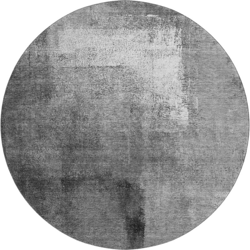 Tapis gris Prisco lavable à la machine de qualité supérieure, Rond 8 pi