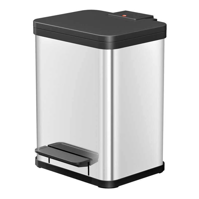 Step On Rubbish Bin, Black/Stainless Steel, 17 L.