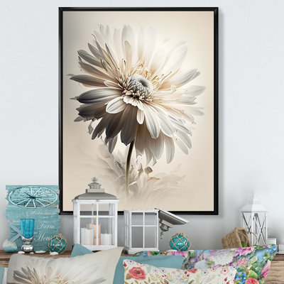 White Gerbera Flower II - Gerbera Wall Art For Living Room