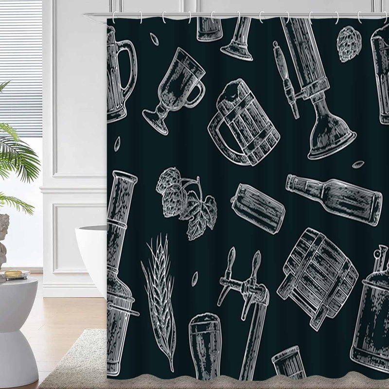 Rideau de douche imperméable à l'eau avec 12 crochets, L 72 po x l 84 po