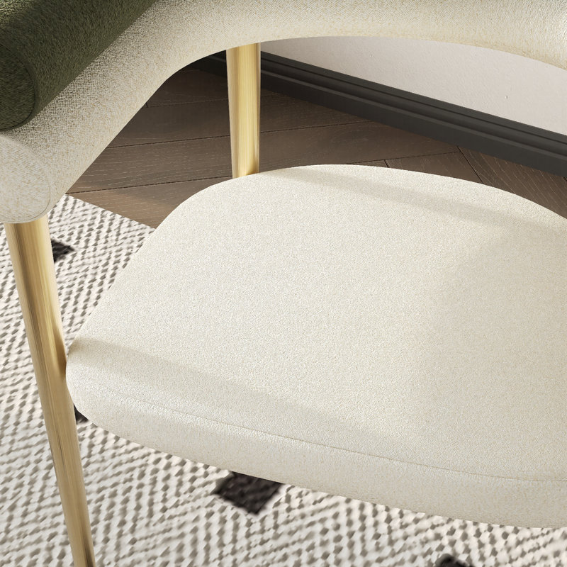 Gatlynn Modern Dining Chairs Upholstered Arm Chairs with Metal Legs For Dining Room/Living Room, Black/White, 4