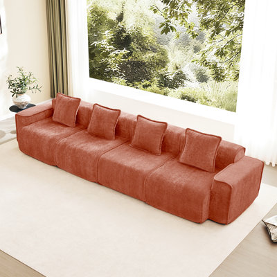 Canapés modulaires modernes en velours, sans assemblage, grand canapé rouge pour la maison