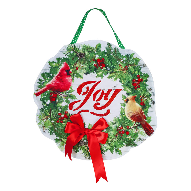 Couronne de polyester éclairée 17,5 po christmas