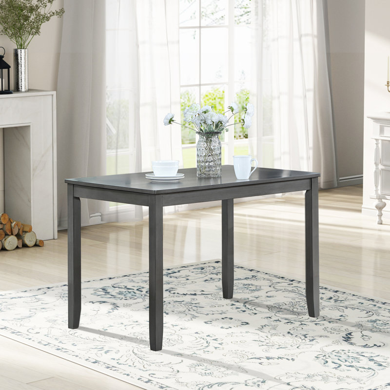 Wooden Dining Rectangular Table, Kitchen Table For Small Space, 4 Person Dining Table, Grayonly THE TABLE