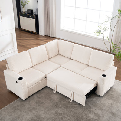 Sectional Sleeper Sofa With Pull Out Bed, Modular Corner Sofa With Storage, Sectional Couches For Living Room, Convertible Sofa Bed