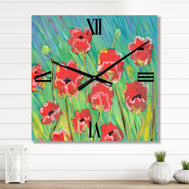 Horloge murale Gouache des coquelicots en fleurs, Petit