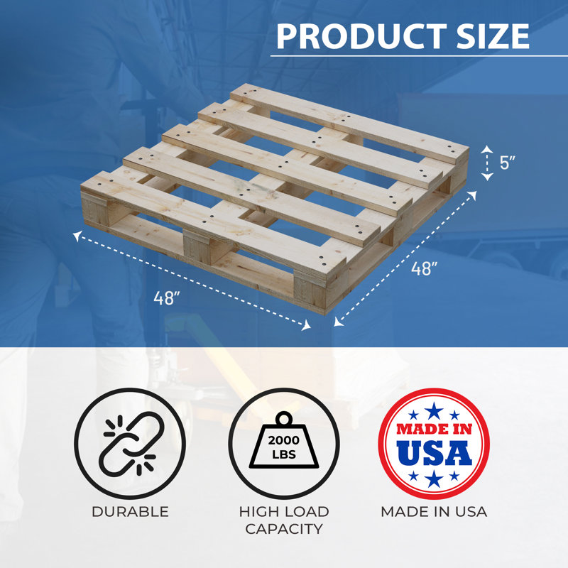 Palettes en bois Pallet4way1 Capacité, H 5 po x l 48 po x P 48 po