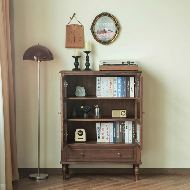 Vintage Glass High Rise Accent Cabinet