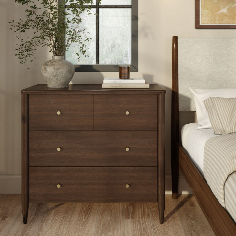 Harbor 3-Drawer with Divided Top Drawer Dresser, Walnut