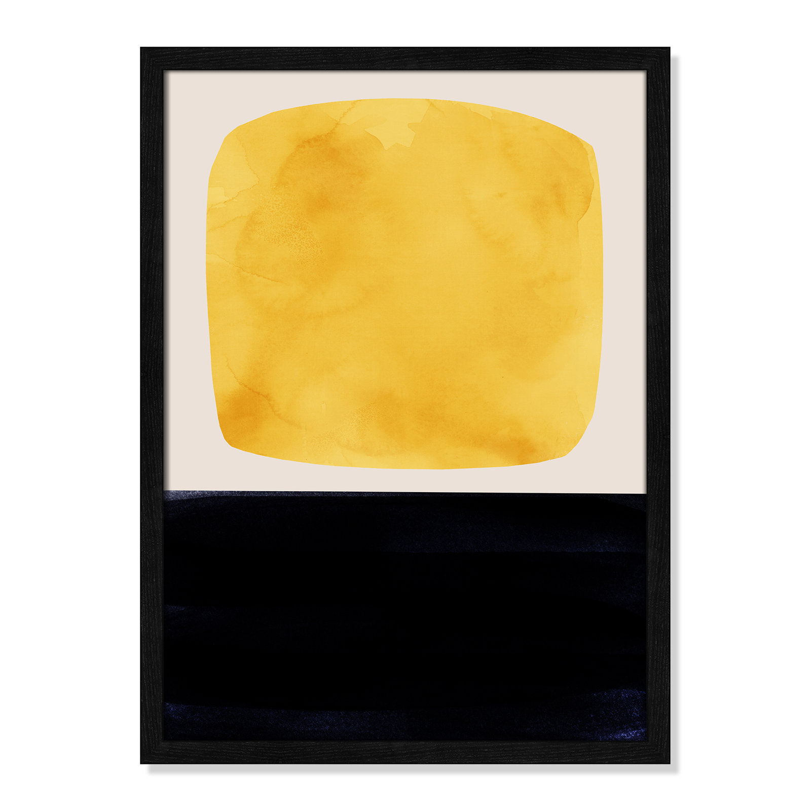 Boxed-Yellow by Aoibhne Hogan, Black Wood Grain Paper, 23" H x 17" W x 0.75" D