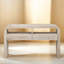 Console rétro avec design incurvé et 2 tiroirs spacieux, table d'entrée étroite pour le salon ou le couloir-136325360