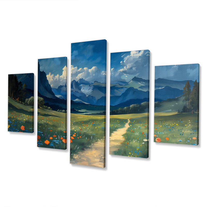 «Yellowstone Mountains National Park Landscape», ensemble d'art mural sur toile