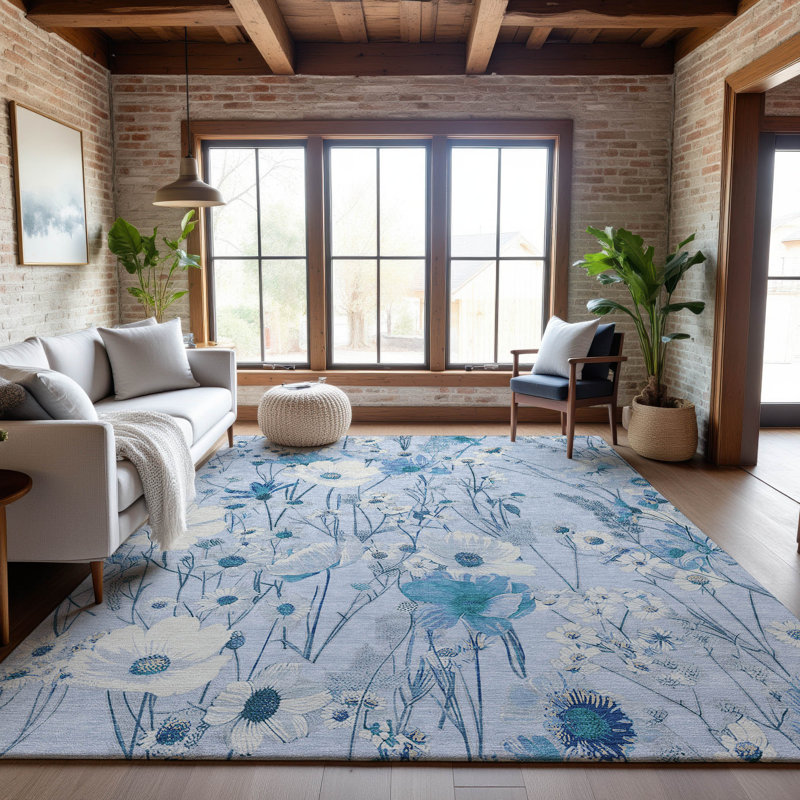 Premium Machine Washable Elize AMF1500 Floral Rug, Rectangle 8' x 10'