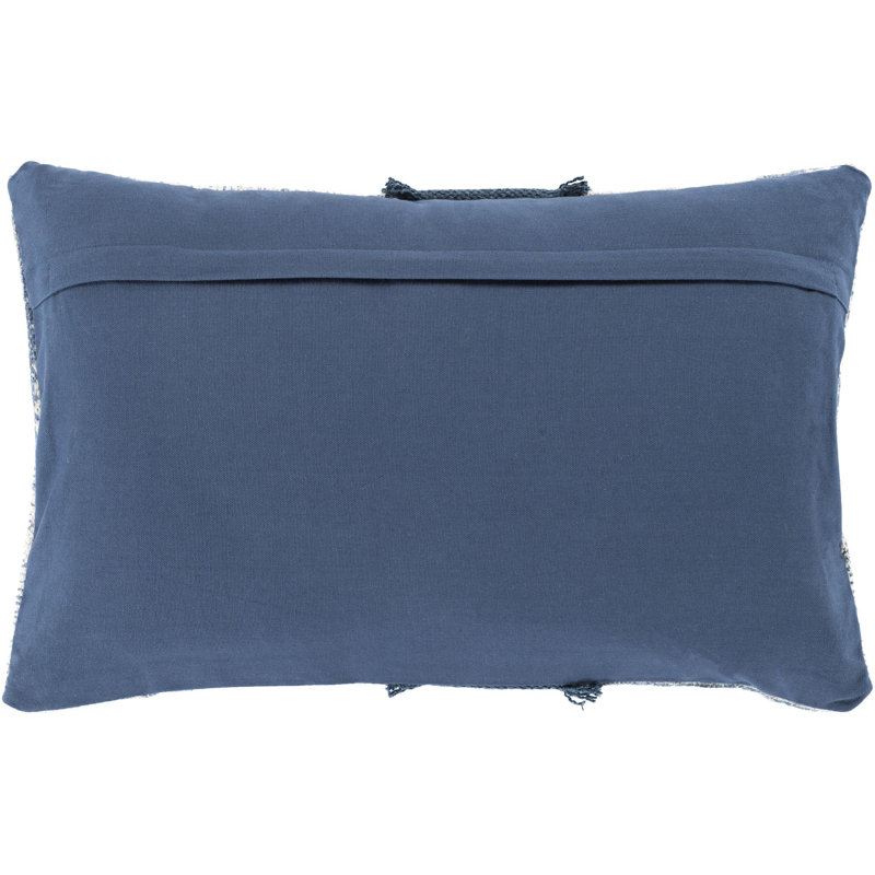 Ivory and Navy Cotton Rectangular Decorative Pillow