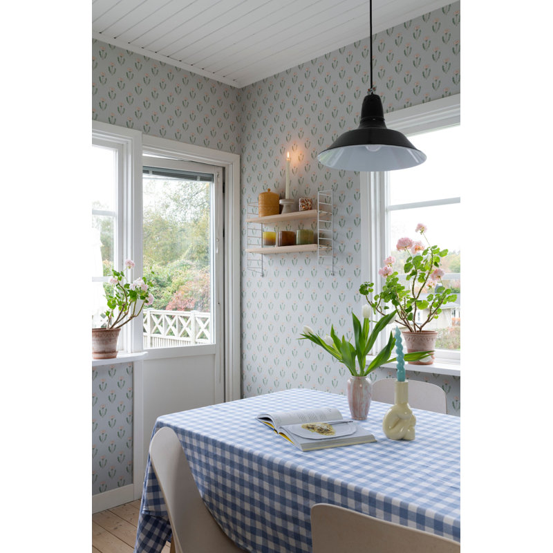 Huset I Solen Floral Wallpaper Roll, Soft Blue
