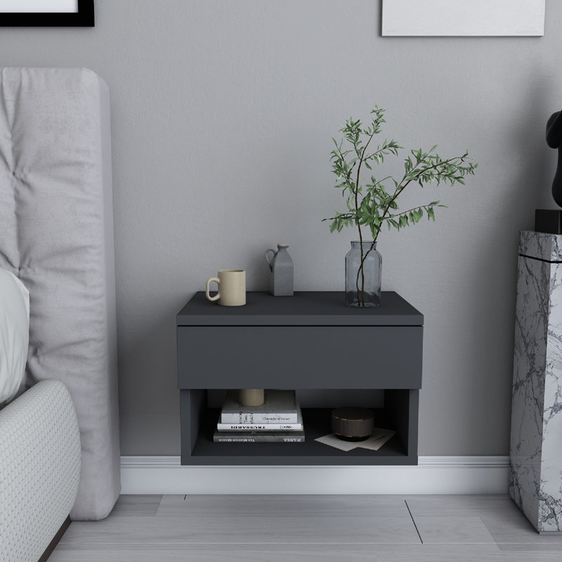 Jamot 44.6cm W Bedside Table, Anthracite