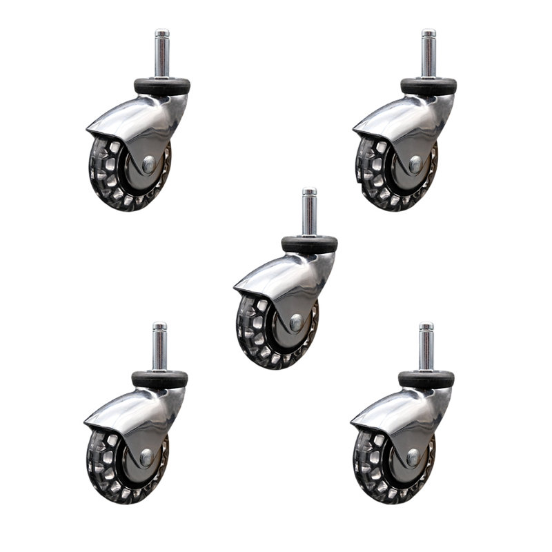 Bright Chrome Hooded Polyurethane Grip Ring Stem Casters