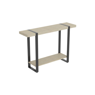 Modern Industrial Console Table, 47-inch Sofa or Entryway Table with Storage Shelf, Dark Taupe Wood-Look and Black Metal Frame