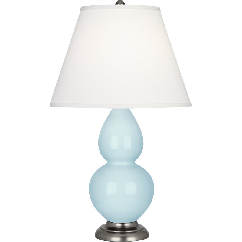 Gourd Table Lamp, Baby Blue and Antique Silver Base