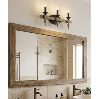 Glenwood 21"W 3-Light Aged Bronze and Distressed Oak Finish Bathroom Vanity Light Fixture